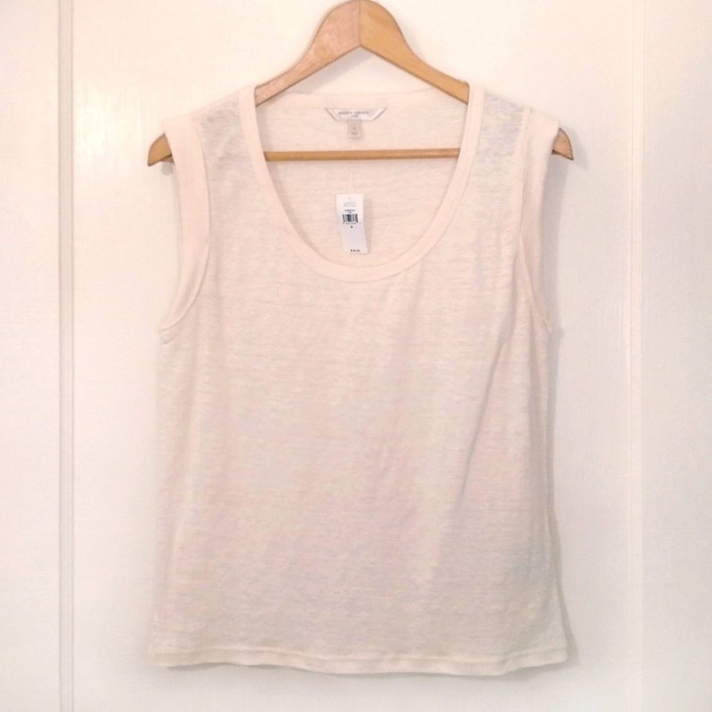 NWT Banana Republic Linen Roll Cuff Tank Sleeveless Top